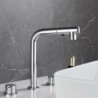 Modern Sink Mixer Tap with Pull Down Sprayer for Three Hole Basin