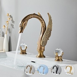 Crystal Knobs Brass Swan...